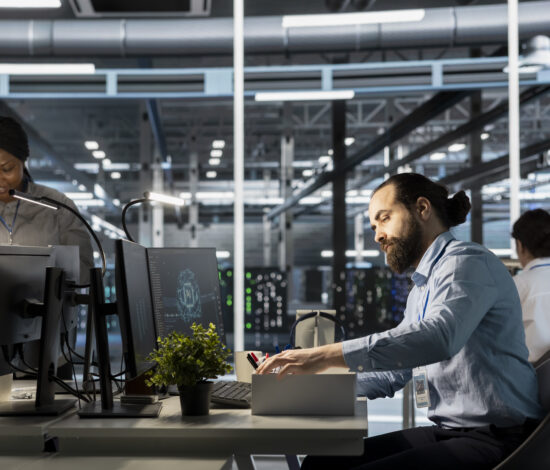 Upset engineer in data center replaced by AI packing desk items